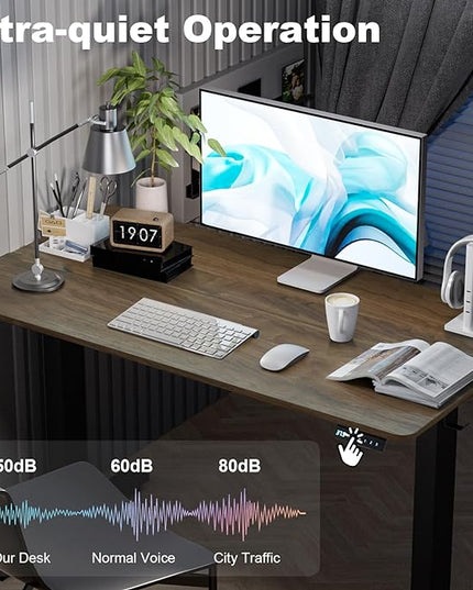 40 * 24 Inches Electric Standing Desk, Adjustable Height Sit Stand Up Desk with 3 Memory Presets, Motorized Home Office Computer Gaming Workstation Desk, Espresso - LeafyLoom