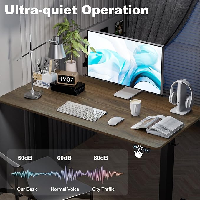 40 * 24 Inches Electric Standing Desk, Adjustable Height Sit Stand Up Desk with 3 Memory Presets, Motorized Home Office Computer Gaming Workstation Desk, Espresso - LeafyLoom