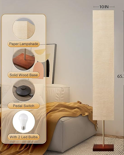 Floor Lamp for Living Room, Led Floor Lamp Column Floor Lamp Standing Lamp Corner Floor Lamp Modern Floor Lamp for Bedroom, Office& Living Room-Beige(Bulbs Included) - LeafyLoom