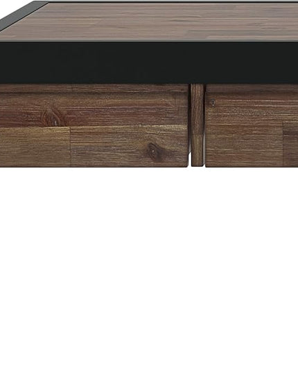SIMPLIHOME Erina SOLID WOOD and Metal Modern Industrial 48 inch Wide Home Office Desk, Writing Table, Workstation, Study Table Furniture in Rustic Natural Aged Brown with 2 Drawers - LeafyLoom