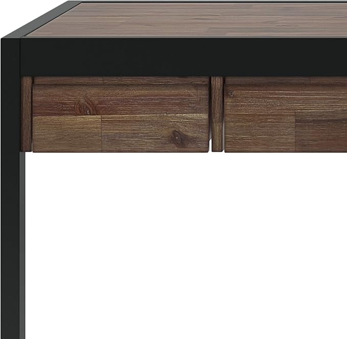 SIMPLIHOME Erina SOLID WOOD and Metal Modern Industrial 48 inch Wide Home Office Desk, Writing Table, Workstation, Study Table Furniture in Rustic Natural Aged Brown with 2 Drawers - LeafyLoom