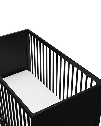 Storkcraft Calabasas 3-in-1 Convertible Crib (Black) – GREENGUARD Gold Certified, Fits Standard Crib Mattress, Converts to Toddler Bed, Modern Style, Easy 30-Minute Assembly - LeafyLoom