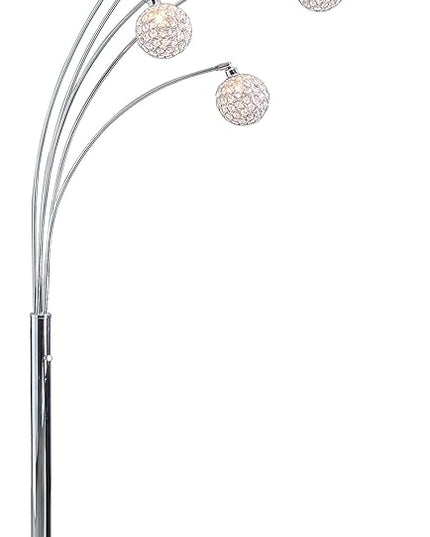 Artiva USA A511118FSN Manhattan Modern Crystal Floor Lamp, 84"H, Chrome, White - LeafyLoom
