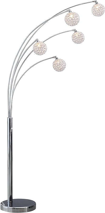 Artiva USA A511118FSN Manhattan Modern Crystal Floor Lamp, 84"H, Chrome, White - LeafyLoom