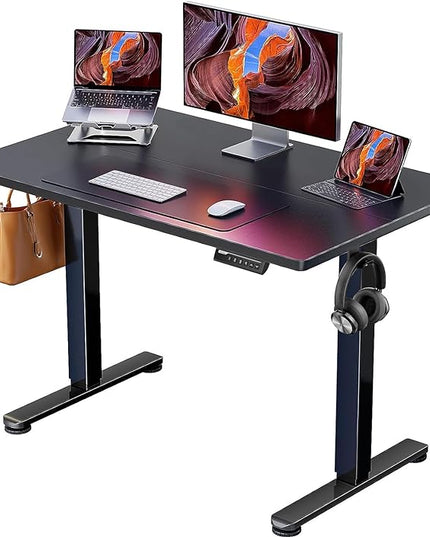 ErGear Height Adjustable Electric Standing Desk, 40 x 24 Inches Sit Stand up Desk, Small Memory Computer Home Office Desk (Black) - LeafyLoom