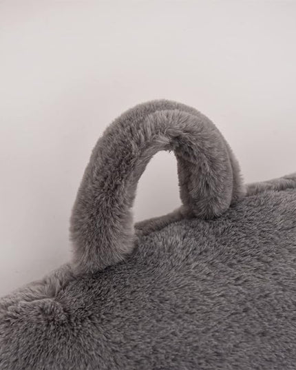 A Nice Night Faux Fur Reading Pillow Bed Wedge Large Adult Children Backrest with Arms Back Support for Sitting Up in Bed/Couch for Bedrest,Gray,Large - LeafyLoom