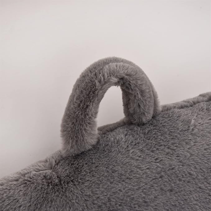 A Nice Night Faux Fur Reading Pillow Bed Wedge Large Adult Children Backrest with Arms Back Support for Sitting Up in Bed/Couch for Bedrest,Gray,Large - LeafyLoom