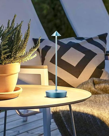 Set of 2 Rechargeable Cordless Table Lamp,6000mAh LED Battery Operated Desk Lamp Touch 3 Color Dimming Portable Outdoor Waterproof Table Light for Patio/Restaurant/Dining/Home (Blue) - LeafyLoom