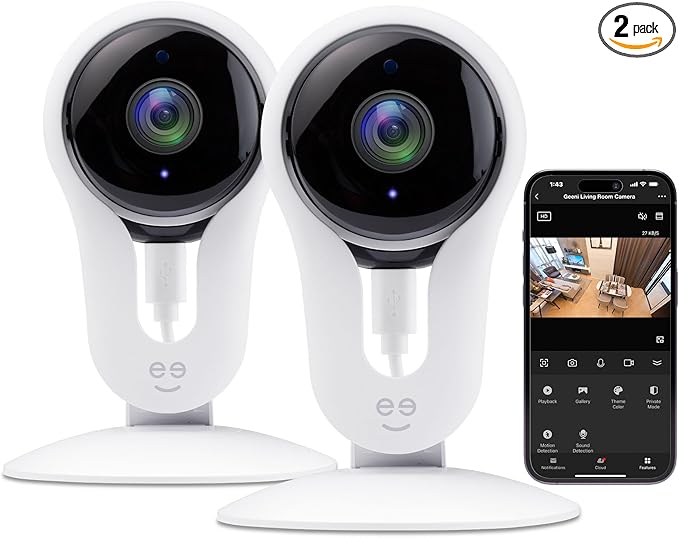 Geeni Smart Wi-Fi Security Camera with Night Vision: 1080p HD Indoor Surveillance, Motion Detection, Two-Way Audio & Alexa Compatible Geeni