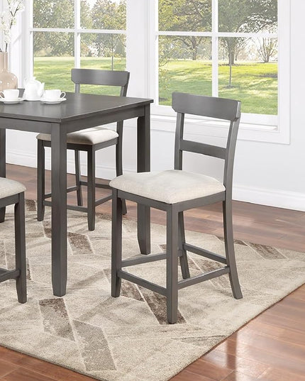 NicBex Kitchen Table Set for 4 Dining Table 5Pc Counter Height Dining Set Kitchen Wooden Top Table and Chairs Cushions Seats Ladder Back Chair Dining Room, Natural+Grey - LeafyLoom