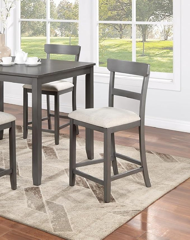 NicBex Kitchen Table Set for 4 Dining Table 5Pc Counter Height Dining Set Kitchen Wooden Top Table and Chairs Cushions Seats Ladder Back Chair Dining Room, Natural+Grey - LeafyLoom