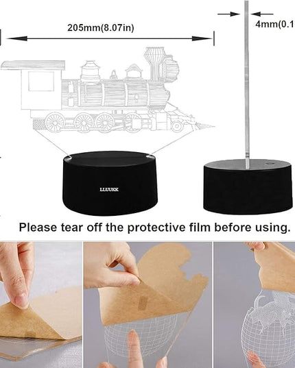 3D Night Light Trains Toy LED Lamp Decor 7 Colors Change Touch Locomotive Engine Desk Lamp Table Light with USB Cable for Room Decor, Best Birthday Gift Christmas Gift for Kids or Adult - LeafyLoom