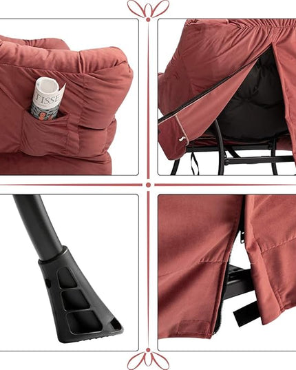 AcozyHom Modern Velvet Fabric Lazy Chair, Accent Cotton Contemporary Lounge Chair, Single Steel Frame Leisure Sofa Chair with Armrests and A Side Pocket, Thick Padded Back, Dusty Rose - LeafyLoom