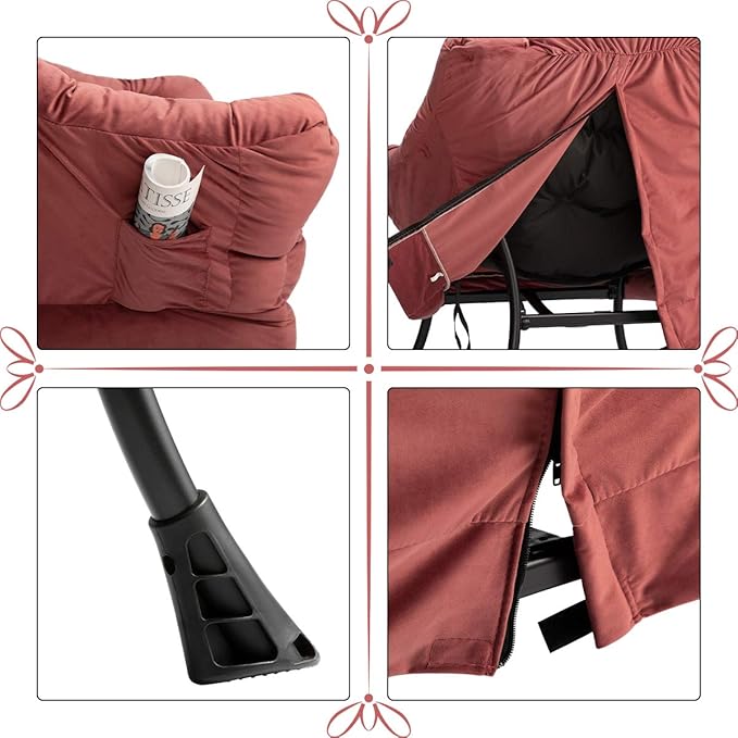 AcozyHom Modern Velvet Fabric Lazy Chair, Accent Cotton Contemporary Lounge Chair, Single Steel Frame Leisure Sofa Chair with Armrests and A Side Pocket, Thick Padded Back, Dusty Rose - LeafyLoom