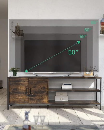 Novilla Retro Farmhouse TV Stand for TVs up to 65 Inches, Living Room Entertainment Center for Flat/Curved Screen, 58 Inches, Brown - LeafyLoom