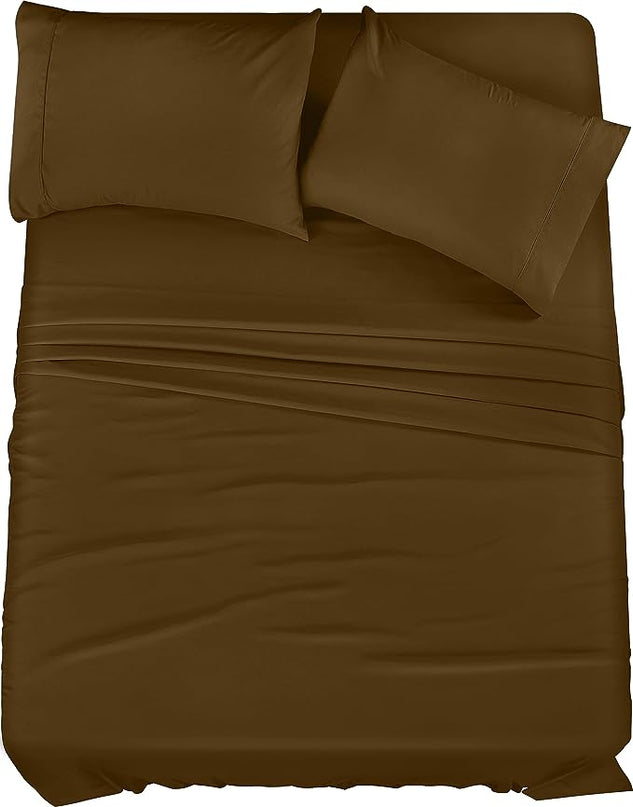 Utopia Bedding Queen Bed Sheets Set - 4 Piece Bedding - Brushed Microfiber - Shrinkage and Fade Resistant - Easy Care (Queen, Mocha) - LeafyLoom