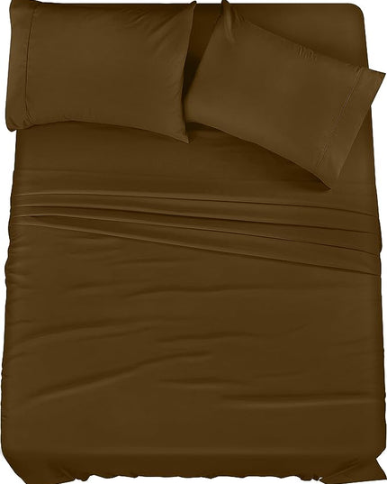 Utopia Bedding King Bed Sheets Set - 4 Piece Bedding - Brushed Microfiber - Shrinkage and Fade Resistant - Easy Care (King, Mocha) - LeafyLoom