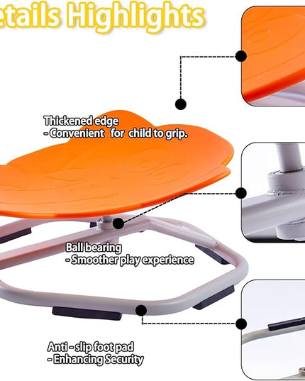 Autism Kids Swivel Chair, Spinning Chair for Kids Sensory, Kids Swivel Chair Sensory, Sensory Toy Chair, Carousel Spin Sensory Chair, Training Body Coordination (Orange) - LeafyLoom