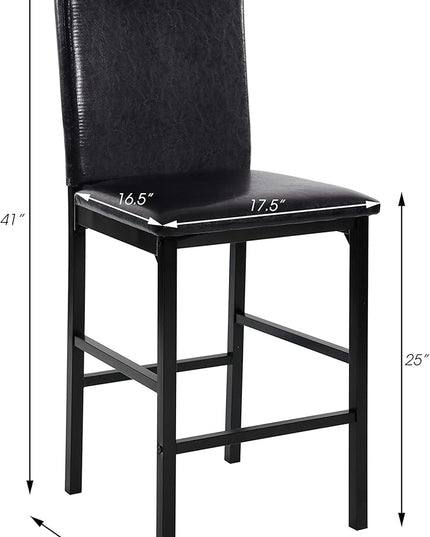 Homelegance Tempe Dining Counter Height Chair (Set of 4), Faux Leather, Dark Brown - LeafyLoom