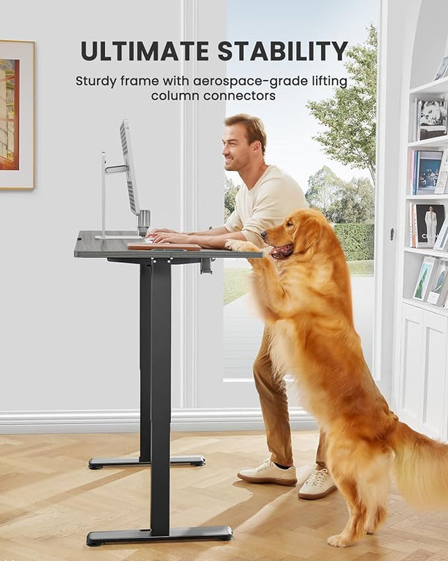 ErGear Height Adjustable Electric Standing Desk, 44 x 24 Inches Small Sit Stand up Desk, Memory Computer Home Office Desk (Grey) - LeafyLoom