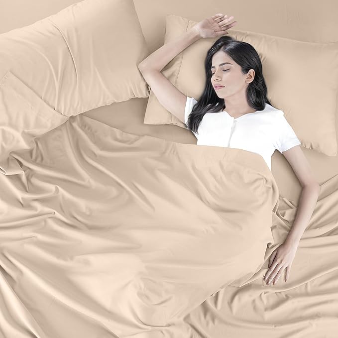 Utopia Bedding Queen Bed Sheets Set - 4 Piece Bedding - Brushed Microfiber - Shrinkage and Fade Resistant - Easy Care (Queen, Beige) - LeafyLoom
