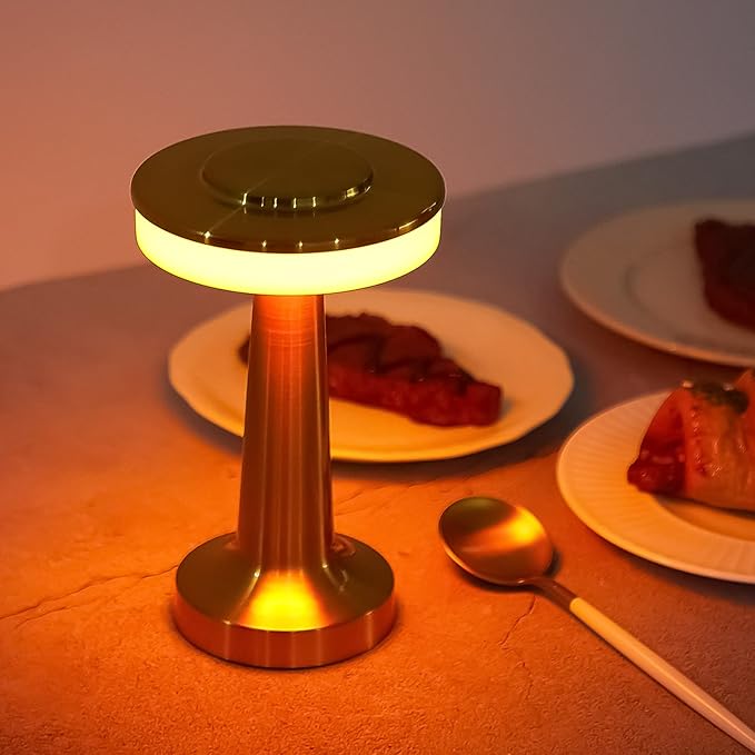 Set of 8 LED Portable Cordless Table Lamp with Touch Sensor 3 Color Stepless Dimming Rechargeable Battery up to 15 Hours Cordless Lamp Table Light Wireless Lamp for Kids Nursery Room, Gold - LeafyLoom