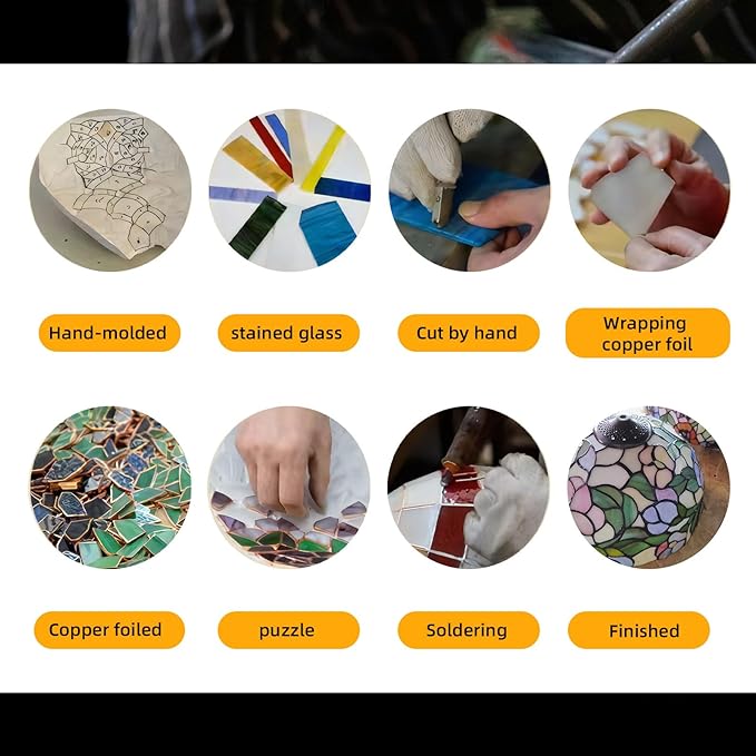 Tiffany Lamp Tulip Design Stained Glass Table Lamp for Living Room Bedroom Bedside Nightstand Home Office (Tulip) - LeafyLoom