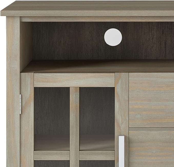 SIMPLIHOME Kitchener SOLID WOOD 53 Inch Wide Contemporary TV Media Stand in Distressed Grey for TVs up to 60 Inches, For the Living Room and Entertainment Center - LeafyLoom