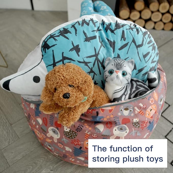 YuppieLife Stuffed Animal Storage Bean Bag Chairs Canvas Cover for Kids(No Filling)/Machine Washable and Durable Toddler Bean Bag Sofa Cover for Room Decor (Forest, 27'') - LeafyLoom
