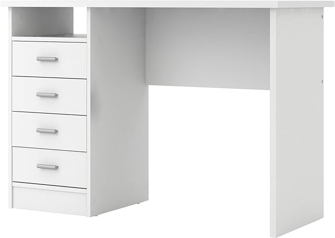 Tvilum Desk with 4 Drawers, White - LeafyLoom