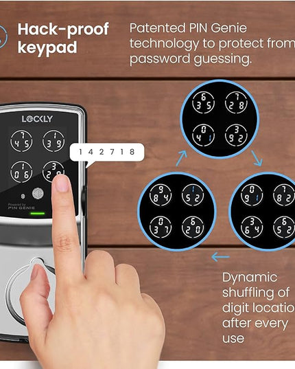 Lockly Secure Pro Wi-Fi Smart Door Lock, Keyless Entry with PIN Genie® Digital Keypad, 3D Biometric Fingerprint Sensor Front Door Lock Deadbolt, Voice Control & Auto Lock - Deadbolt Edition Lockly