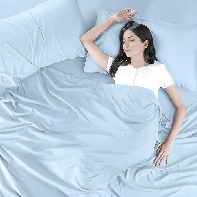 Utopia Bedding King Bed Sheets Set - 4 Piece Bedding - Brushed Microfiber - Shrinkage and Fade Resistant - Easy Care (King, Ice Blue) - LeafyLoom