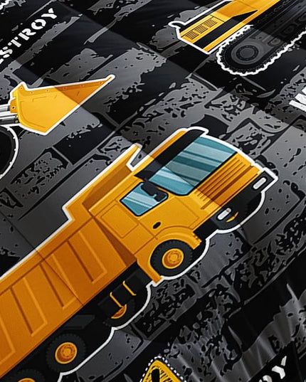 Datura home Kids Engineering Car Bedding Comforter Set Tractor Truck Printed Pattern Bedding Set with 1 Comforter and 2 Pillowcases for Boys Bedroom All Season(Truck2 Full) Full 80x90inches - LeafyLoom