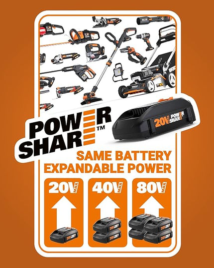 Worx 40V TURBINE Leaf Blower Cordless with Battery and Charger, Brushless Motor Blowers for Lawn Care, Compact and Lightweight Cordless Leaf Blower WG584.9 – Tool Only - LeafyLoom