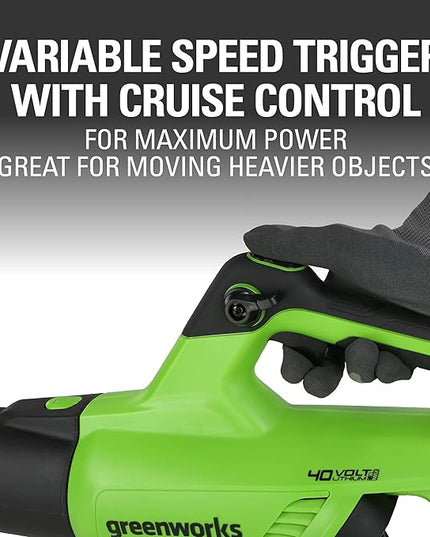 Greenworks 40V (120 MPH / 500 CFM / 75+ Compatible Tools) Cordless Axial Leaf Blower, 2.5Ah Battery and Charger Included - LeafyLoom