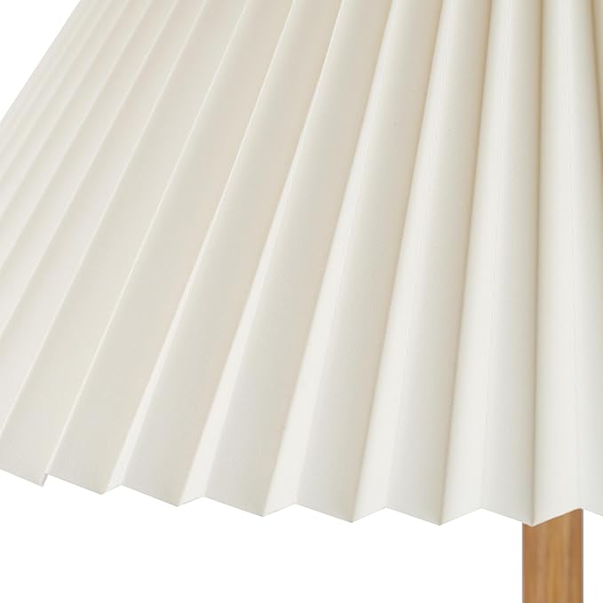 Globe Electric 61000053 62" Floor Lamp, Faux Wood Finish, Pleated Fabric Shade, Flat Base, Pull Chain Switch on Socket, Reading Lamp, Home Office Accessories, Home Décor, Home Improvement - LeafyLoom