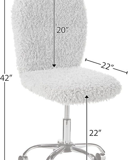 Faux Fur Rolling Task Chair, Gray - LeafyLoom