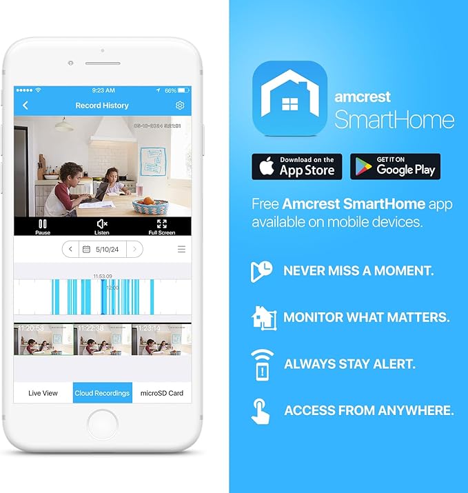 Amcrest 1080P WiFi Camera Indoor, Nanny Cam, Dog Camera, Sound & Baby Monitor, Human & Pet Detection, Motion-Tracking, Phone App, Pan/Tilt Wireless IP Camera, Night Vision, Smart Home ASH21-W Amcrest
