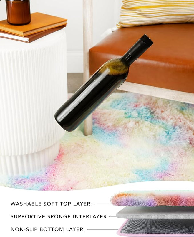 Ophanie Machine Washable Upgrade 4x6 Rainbow Rugs for Bedroom, Fluffy Shaggy Soft Area Rug, Non-Slip Indoor Floor Carpet for Living Room, Kids Girls Boys Teen Dorm Home Decor Aesthetic, Nursery - LeafyLoom