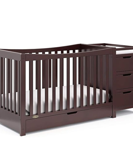 Graco Remi 4-In-1 Convertible Crib & Changer With Drawer (Espresso) – GREENGUARD Gold Certified, Crib And Changing-Table Combo, Includes Changing Pad, Converts To Toddler Bed, Full-Size Bed - LeafyLoom