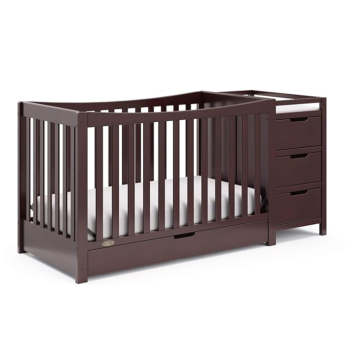 Graco Remi 4-In-1 Convertible Crib & Changer With Drawer (Espresso) – GREENGUARD Gold Certified, Crib And Changing-Table Combo, Includes Changing Pad, Converts To Toddler Bed, Full-Size Bed - LeafyLoom
