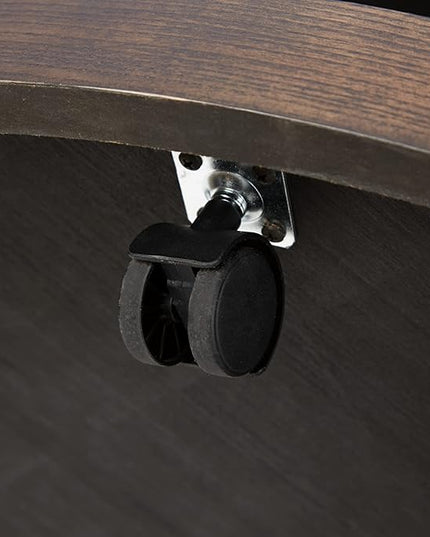 Signature Design by Ashley Brazburn Contemporary Round 42" Coffee Table, Metallic & Brown Finish - LeafyLoom