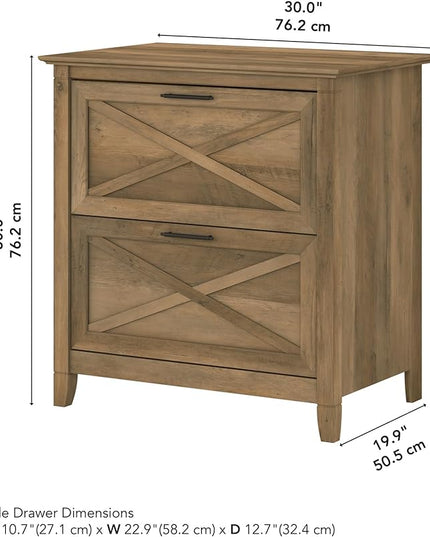 Bush Furniture Key West Lateral File Cabinet, Modern Farmhouse 2 Drawer File Cabinet for Home Office - LeafyLoom