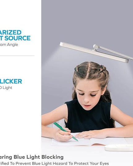 MOMAX LED Desk Lamp with 15W Wireless Charger, Eye-Caring Q.Led Table Lamp with Light Sensor, 1000 Lumens, 10W USB Port, Foldable & Rotatable, Desk Light for Home Office, Reading, Studying (White) - LeafyLoom