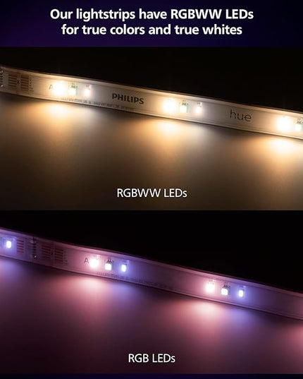 Philips Hue Lightstrip Starter Kit (6ft Light Strip, Base Plug, Hue Hub), Compatible with Alexa, Google Assistant, White PhilipsHue