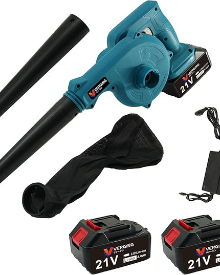 Electric Cordless Leaf Blower 21V, Leaf blower Dual Function Blowing and Vacuuming, with 2 x 4.0AH High Capacity Batteries, Leaf Blower Cordless Effortlessly Clears Blowers for Lawn Care - LeafyLoom
