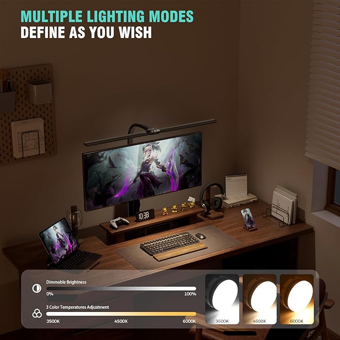 LED Desk Lamp for Home Office, Eye Caring Desk Light with Dimming Adjustable Flexible Gooseneck, Desk Lamp for Reading, Study, Workbench (Black) - LeafyLoom