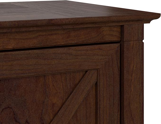 Bush Business Furniture Key West Secretary Desk with Keyboard Tray and Storage Cabinet, 30W x 20D, Bing Cherry - LeafyLoom