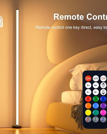RGB Smart Corner Floor Lamps for Living Room, 2 Sets Floor Lamp for Bedroom, LED Corner Lamp with App and Remote Control, 16 Million Colors & 68+ Scene, Music Sync, Timer Setting Black - LeafyLoom