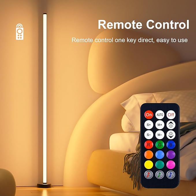 RGB Smart Corner Floor Lamps for Living Room, 2 Sets Floor Lamp for Bedroom, LED Corner Lamp with App and Remote Control, 16 Million Colors & 68+ Scene, Music Sync, Timer Setting Black - LeafyLoom
